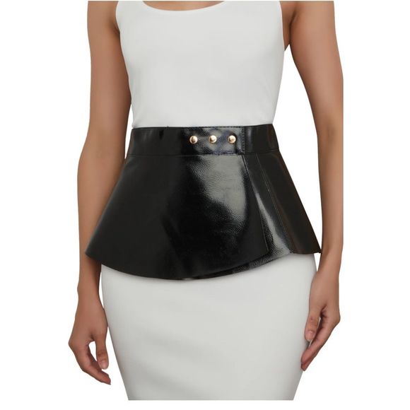 Faux Leather Peplum Belt - Black - Picture 1 of 9